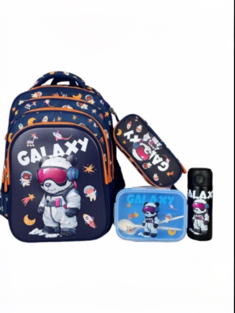 Galaxy Kids Backpack Set - Navy Blue Space Bear School Kit